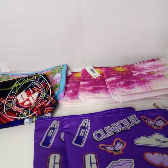 Cosmetic Make-Up Bags Lot of 7 Zipper Pouch Clinique Estee Lauder - Picture 2 of 12